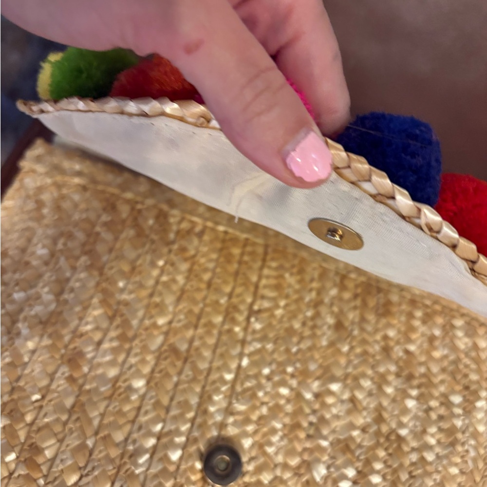 FIESTA Pom-Pom Straw Clutch - Picture 3 of 5